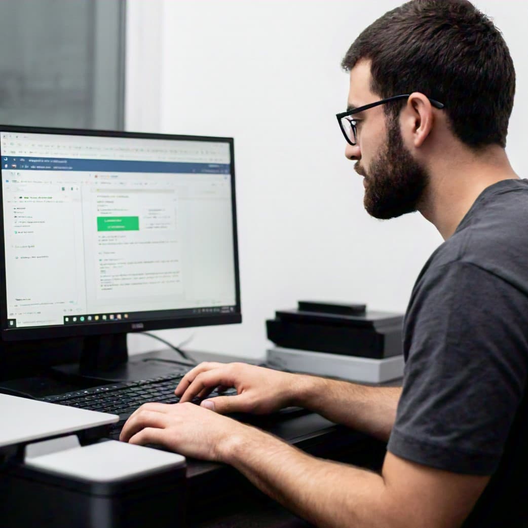 Computer service and printing illustration